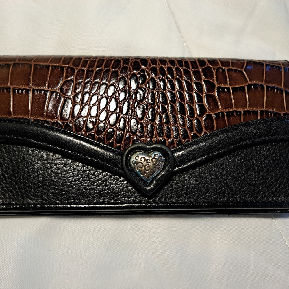 BRIGHTON QUALITY LEATHER WALLET, black and brown